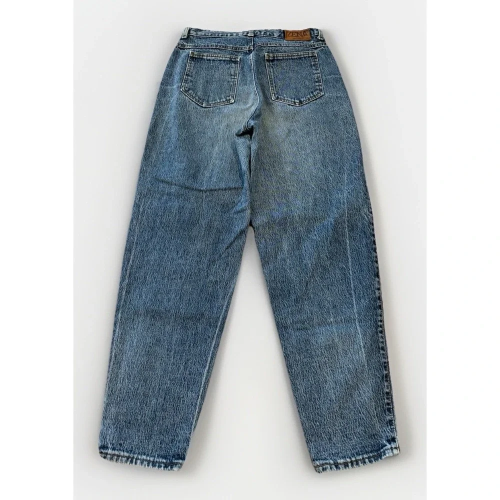 ZENA 30x28.5  13 High Waisted Mom Jeans Cotton Relaxed Tapered Leg 80s Retro - Picture 2 of 10